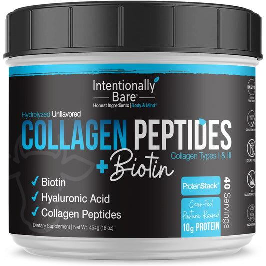 Unflavored collagen powder label — 40 servings