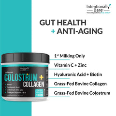 Close-up of unflavored collagen and colostrum powder texture