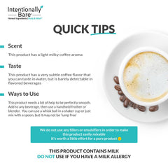 Ready-to-drink coffee preparation showing the powder dissolving
