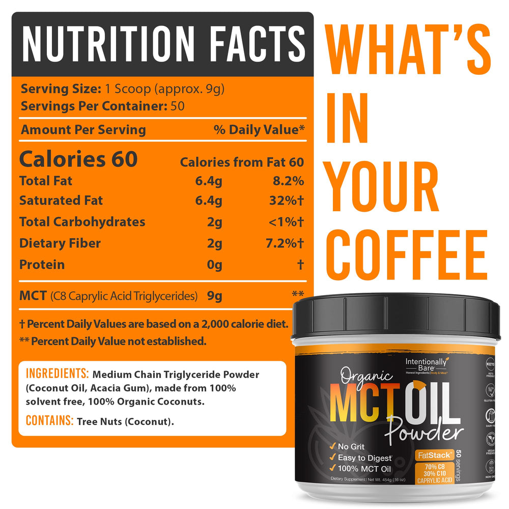 BPA-free container of Intentionally Bare MCT Oil Powder