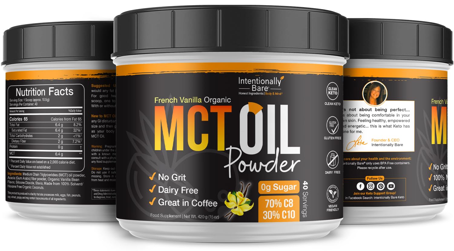Intentionally Bare MCT Powder energy boost for on-the-go