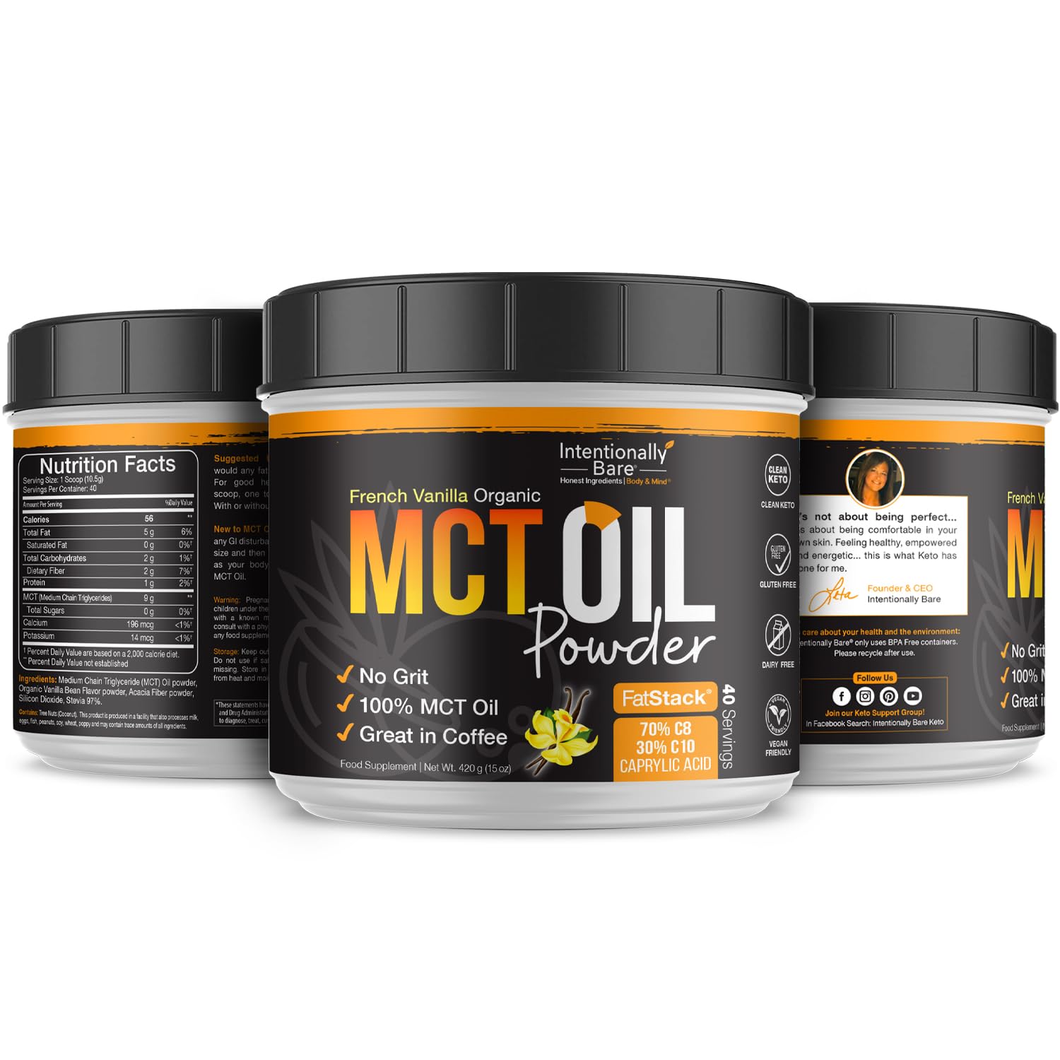 Organic coconut MCT oil powder without fillers