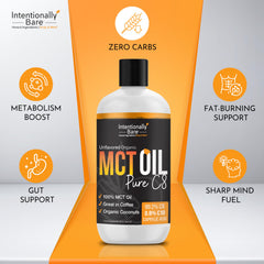 Intentionally Bare Organic MCT Ingredient panel on product label.