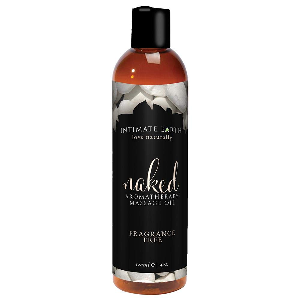 Front view of Intimate Earth Naked Massage Oil 4 oz bottle