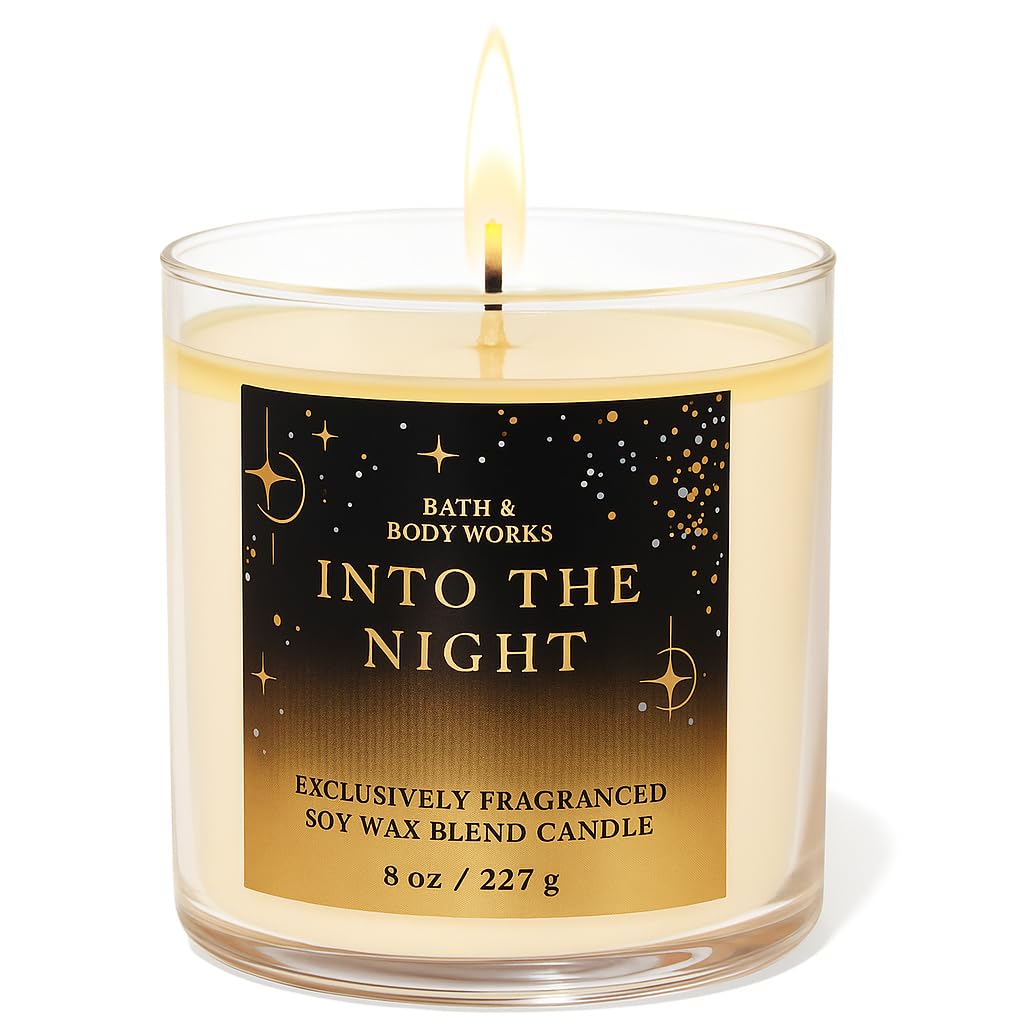 Into The Night 8 oz single wick candle in a glass jar with lid