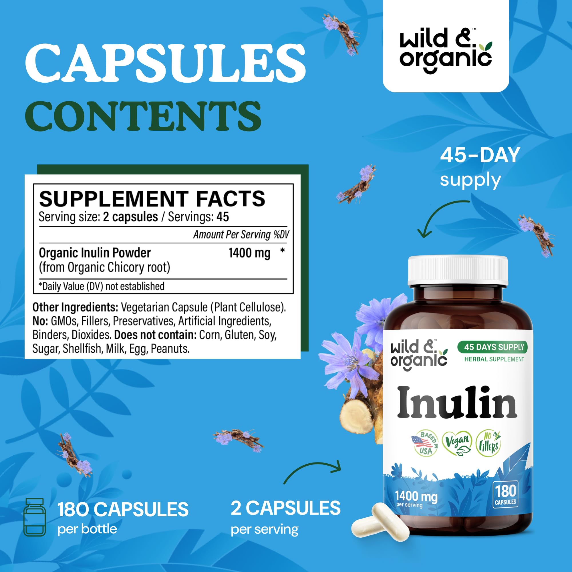 Close-up of inulin capsules