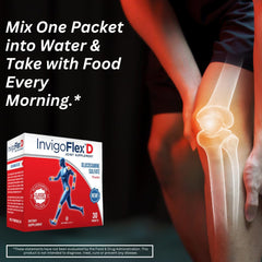 Close-up of InvigoFlex D 1500mg glucosamine sulfate powder packet