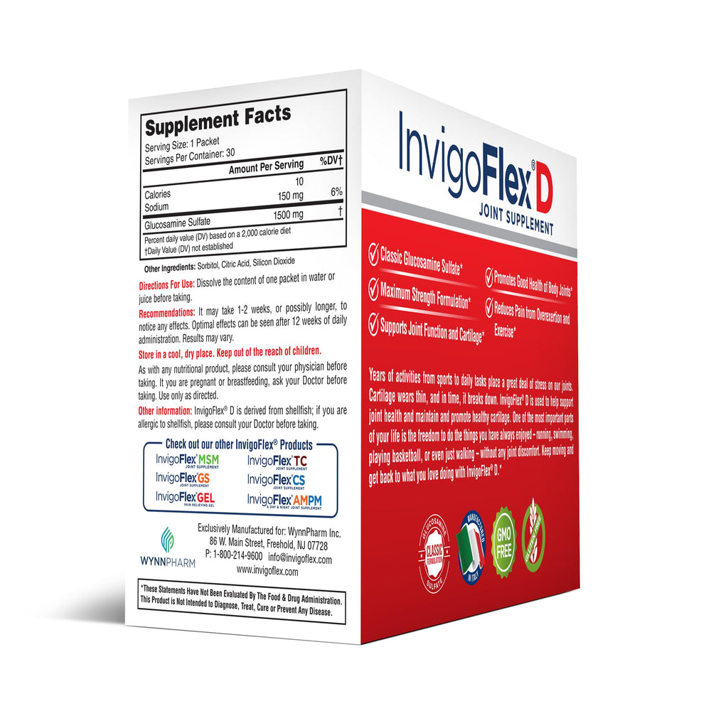 Serving size and dosage information on InvigoFlex D packaging