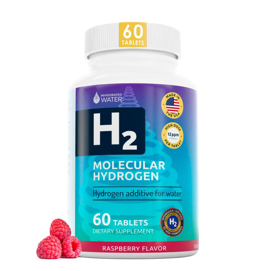 Invigorated Water Raspberry hydrogen tablets bottle with label