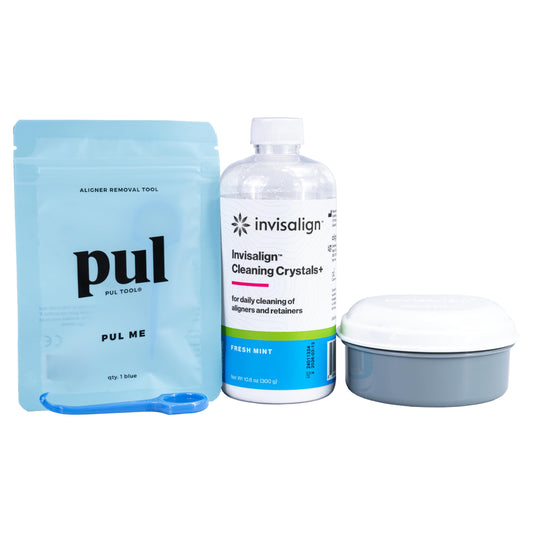 Invisalign Cleaning System+ bottle and tub