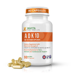 INVITA ADK 10 Vitamin Supplement bottle with 90 capsules