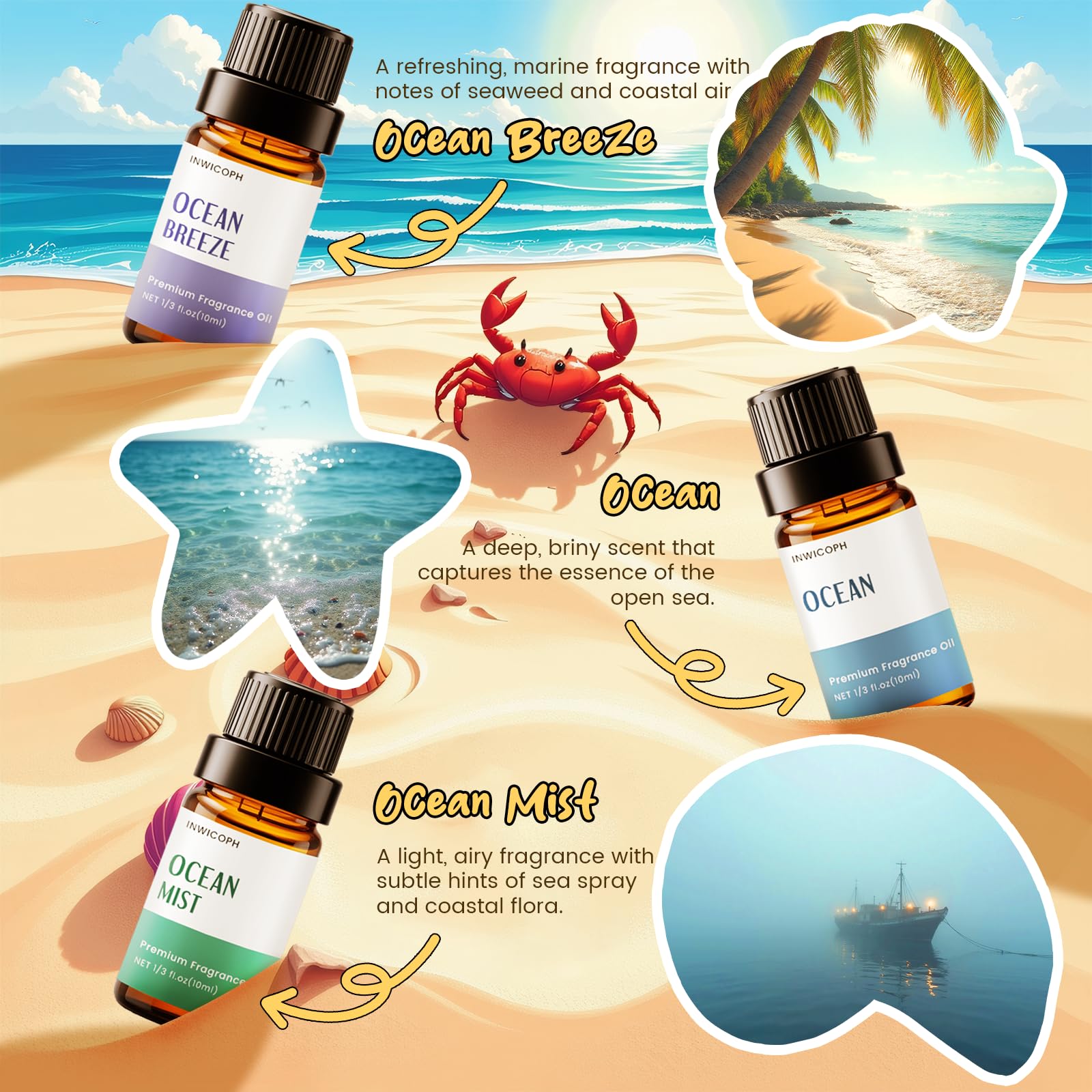 Coastal Linen fragrance oil 10ml bottle from INWICOPH Beach Set