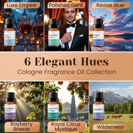 Assorted men's fragrance oils for candles, diffusers, soaps - 6x10ml