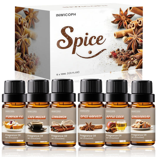 INWICOPH Spice Fragrance Oils Set in amber bottles (6x10ml)