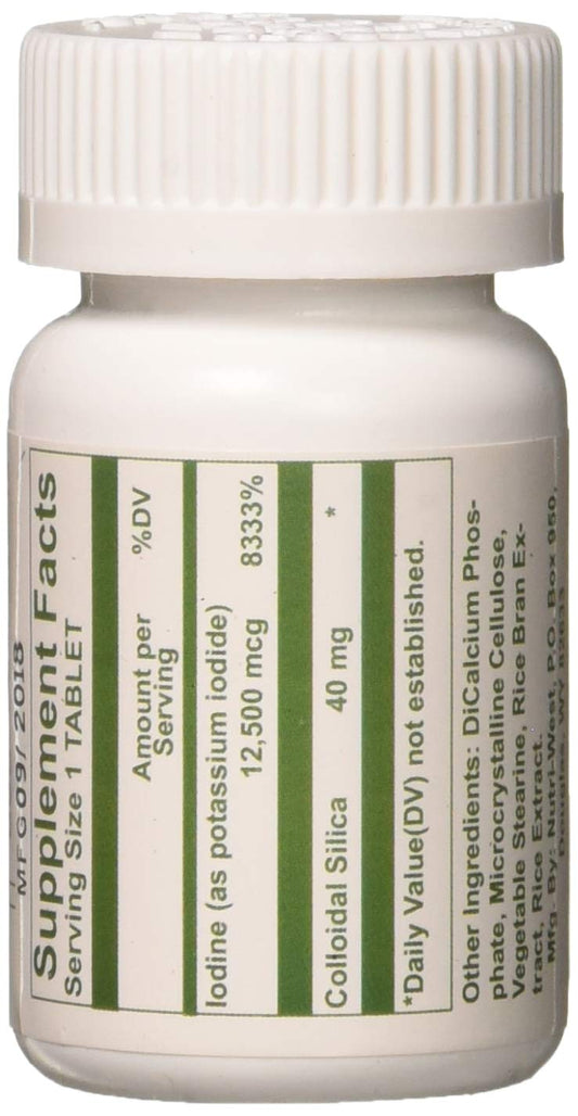 Close-up of Iodine Rescue bottle label