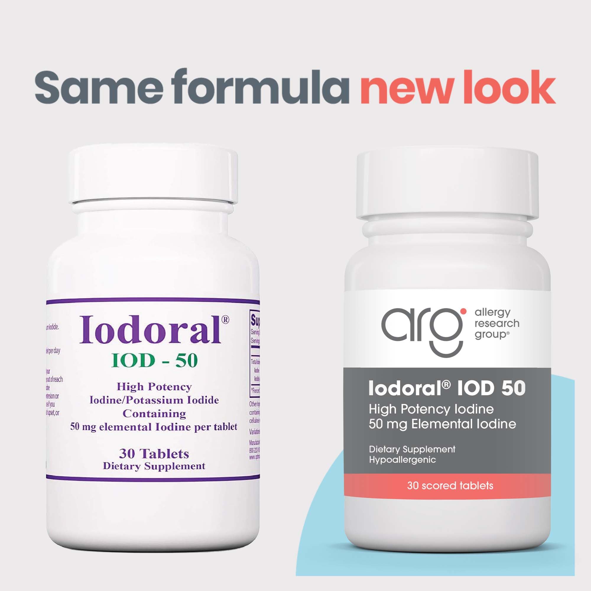 Iodoral 50 mg label close-up showing ingredients