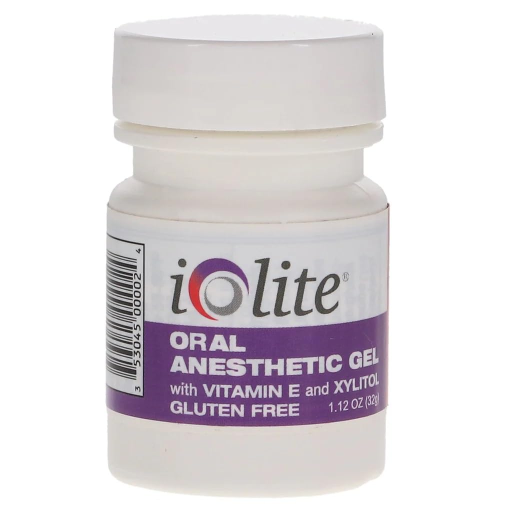 Front view of IOLITE Oral Topical Gel packaging in grape flavor