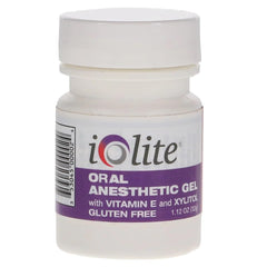 Front view of IOLITE Oral Topical Gel packaging in grape flavor