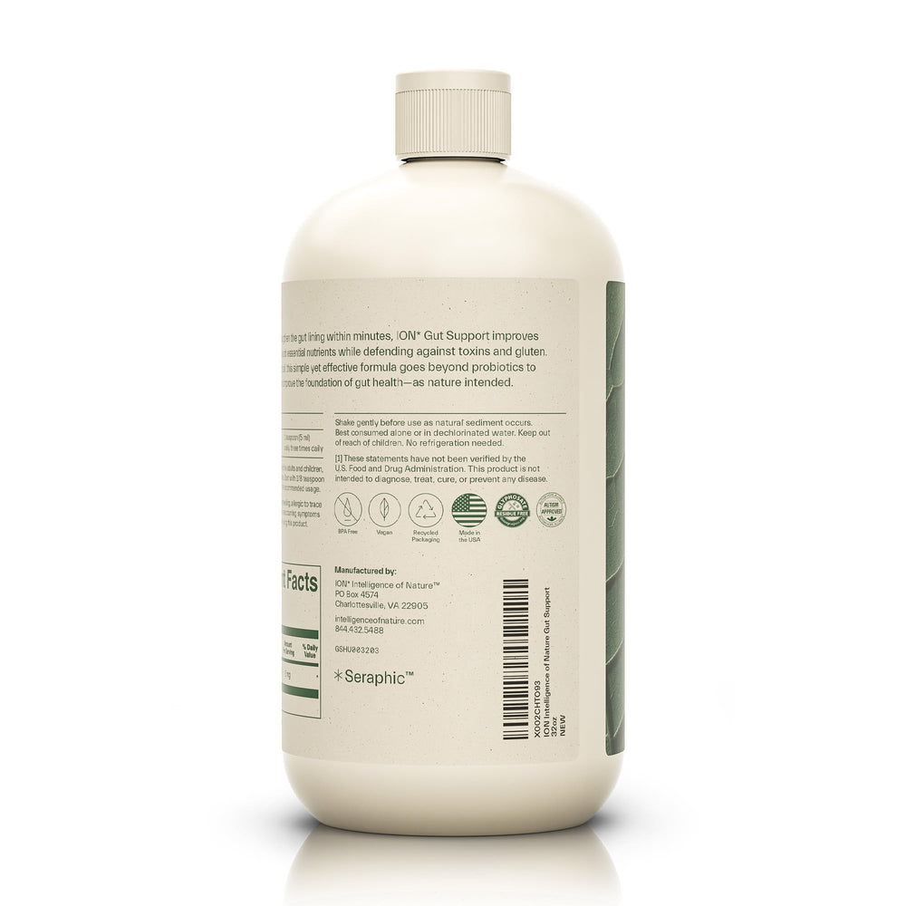 USA-made label on ION Gut Support 32 oz bottle