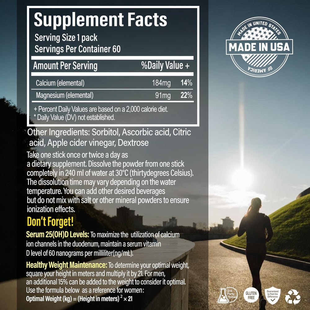 Ionized minerals 2:1 calcium to magnesium ratio graphic