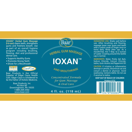 Baar Ioxan Herbal Gum Massage 4 oz bottle and packaging
