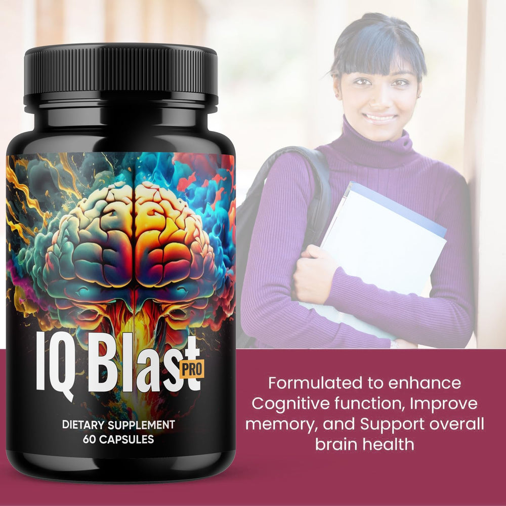 Close-up of IQ Blast Pro supplement capsules