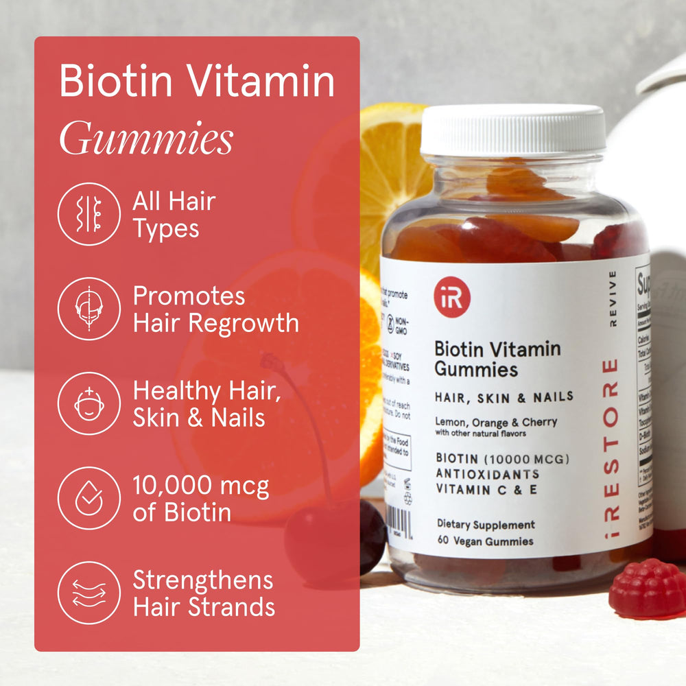 iRestore hair gummy cherry flavor pack showing tasty, convenient option.