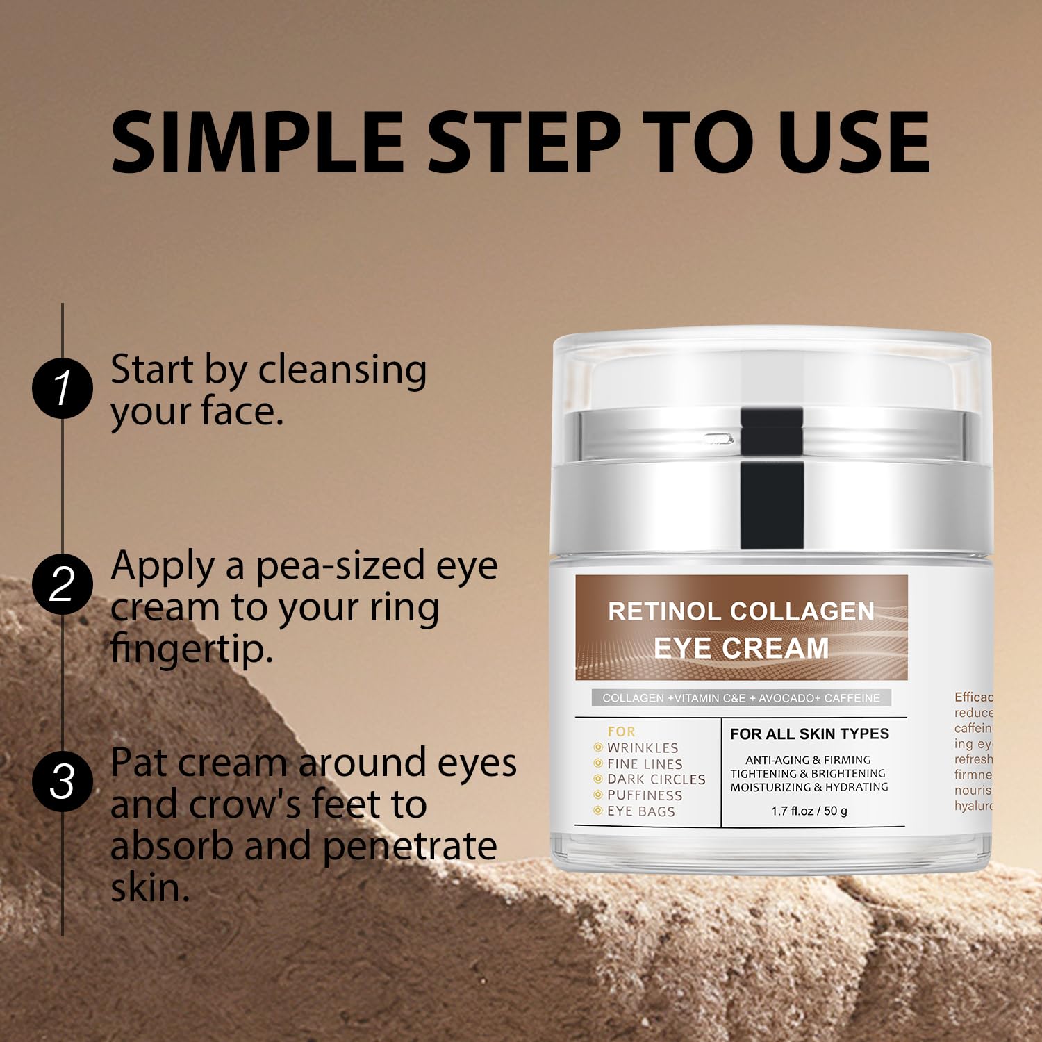 IREV Eye Cream under-eye application demonstrating brightening and puffiness reduction.