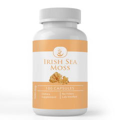 Bottle of PURE ORIGINAL INGREDIENTS Irish Sea Moss capsules, front view