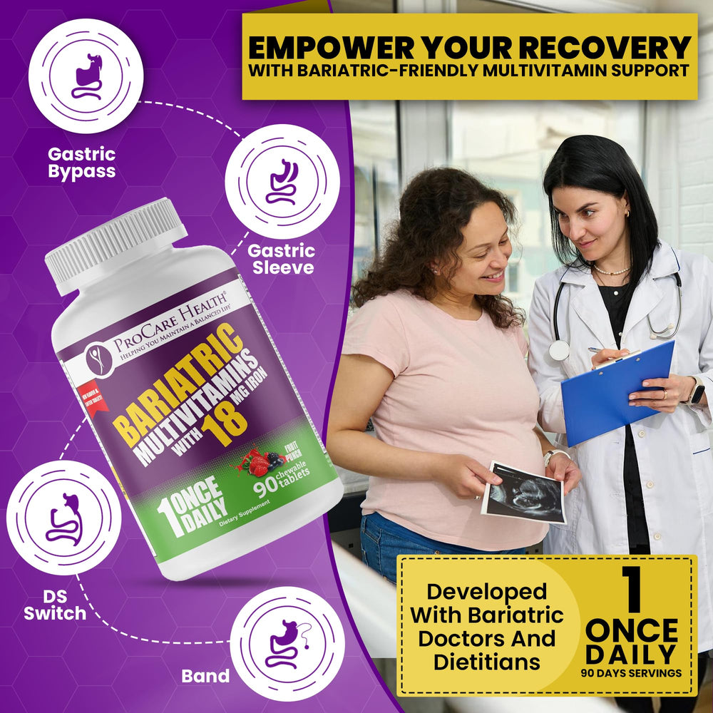 Chewable multivitamin for bariatric patients with 18 mg iron