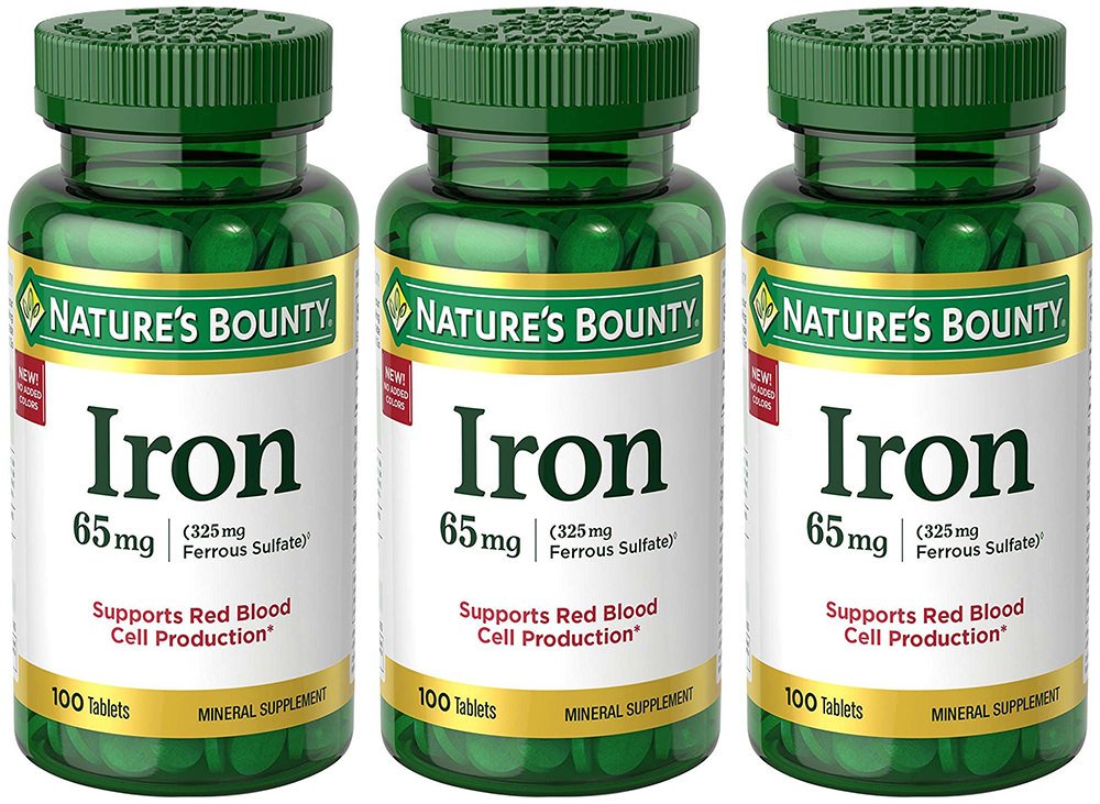 Iron 65 mg supplement - 3 bottles, 100 tablets per bottle - Nature's Bounty
