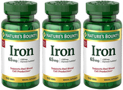 Iron 65 mg supplement - 3 bottles, 100 tablets per bottle - Nature's Bounty