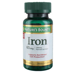 Iron 65 mg supplement front view - four-bottle pack, 100 tablets total