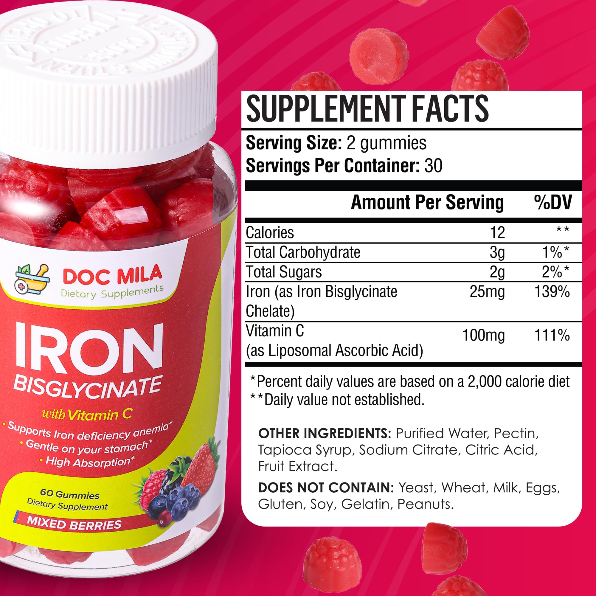 Close-up of mixed berry gummies for kids and adults
