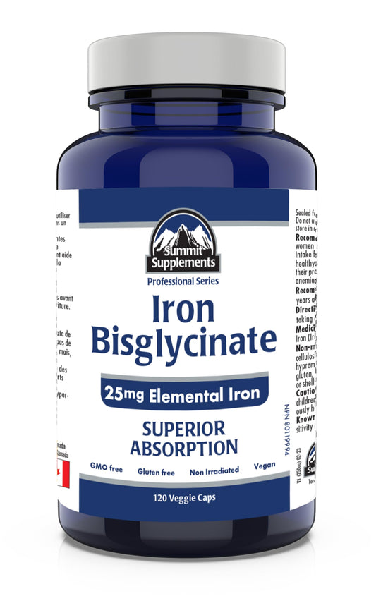 Bottle of Iron Bisglycinate Supplement for Pregnancy, 120 capsules
