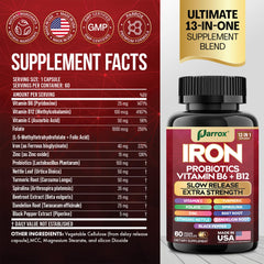 Close-up of vegan iron capsules