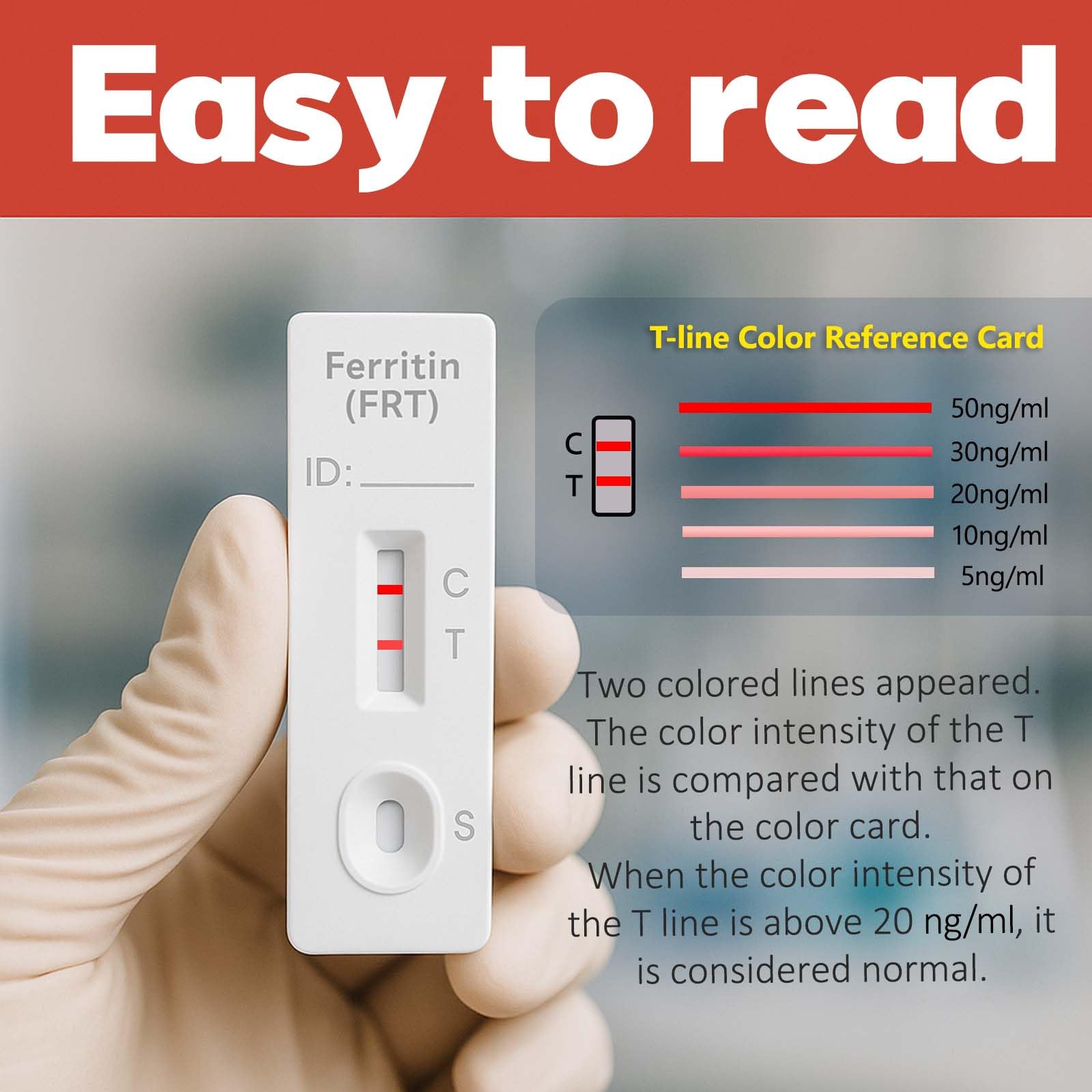 Sample results comparison using ferritin color chart