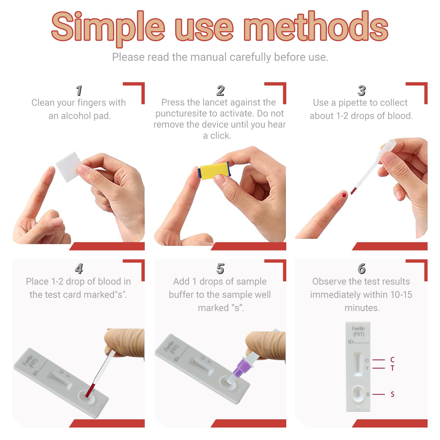 Single-use sterile packaging of the iron test kit