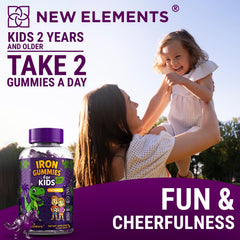 Pack of 2 Iron Dinosaur Gummies for Kids with Vitamin C grape flavor.