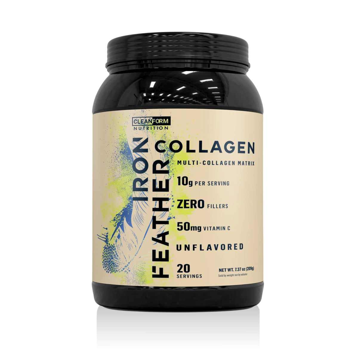 Iron Feather Collagen Powder packaging for unflavored variant