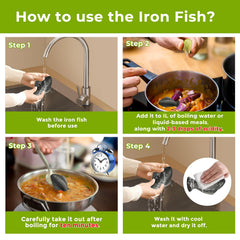 Close-up of Iron Fish in boiling water