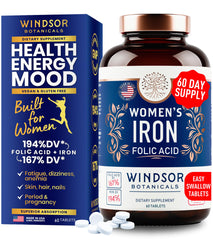 Bottle of Iron and Folic Acid Supplements for Women