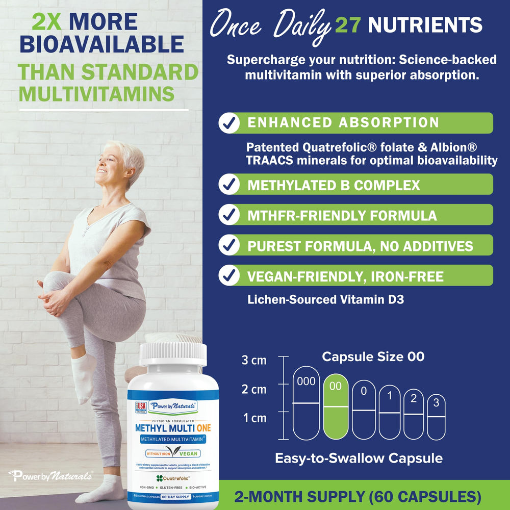 Iron-free methylated multivitamin capsules