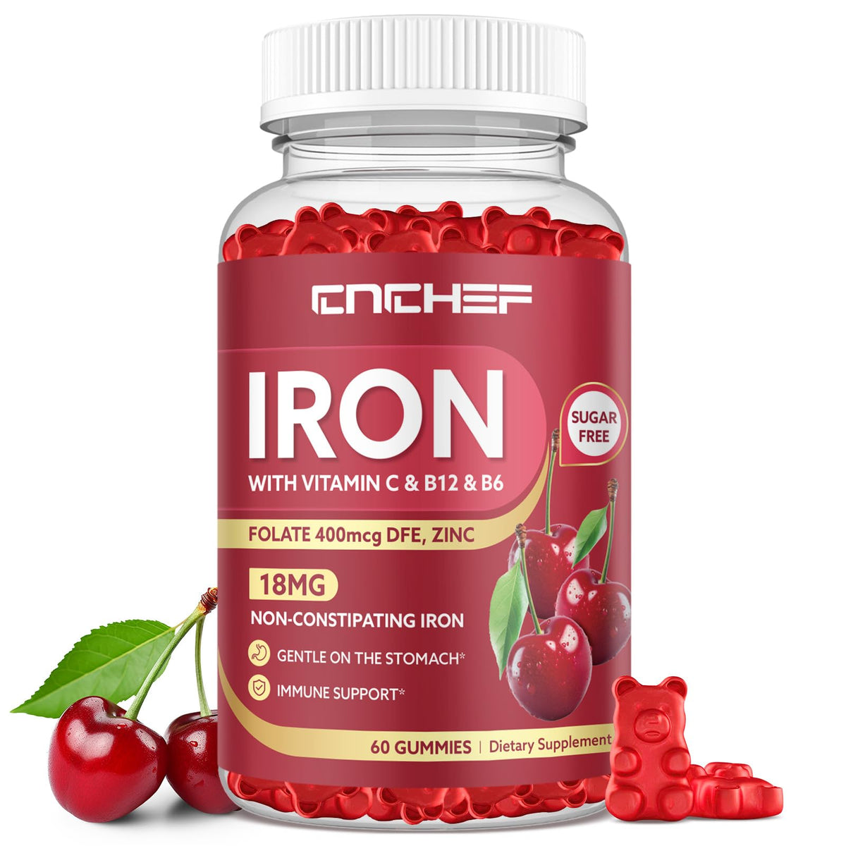 Iron gummies for adults and kids in cherry flavor