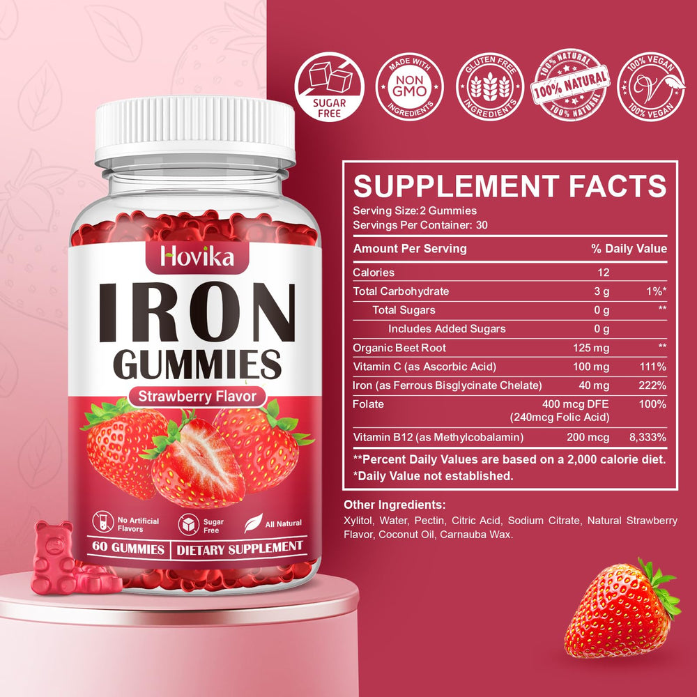 Iron gummies suitable for women, men and kids; sugar-free