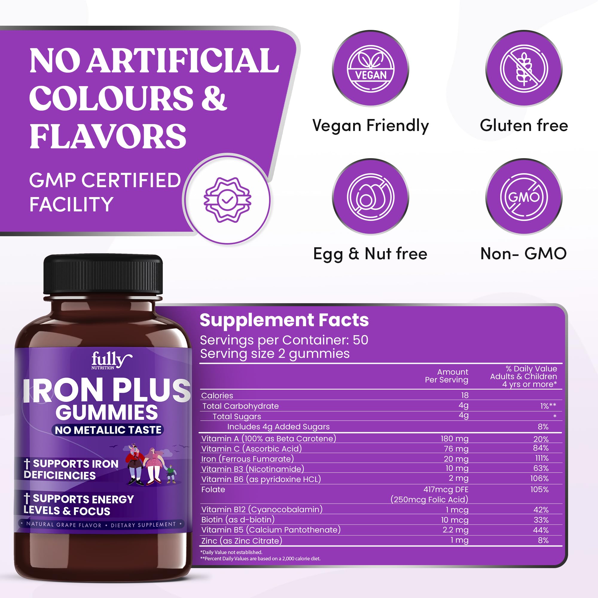 Back label showing ingredients and nutrition facts