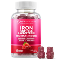 Front view of iron gummies bottle in mixed berry flavor (60 count)