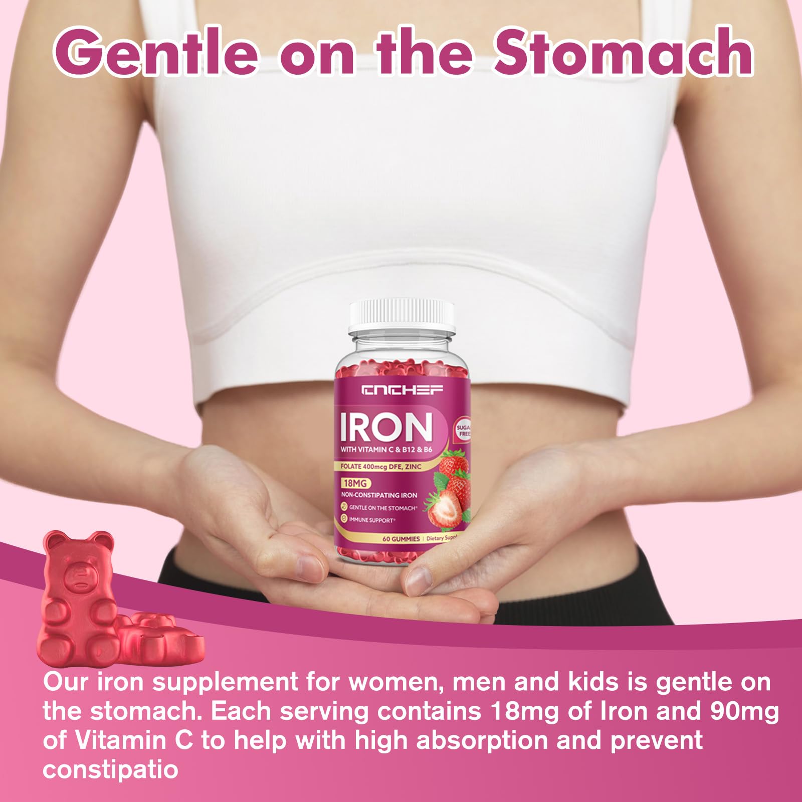 Nutrition facts panel for Iron Gummies with multivitamin