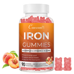 Front view of Peach Iron Gummies bottle
