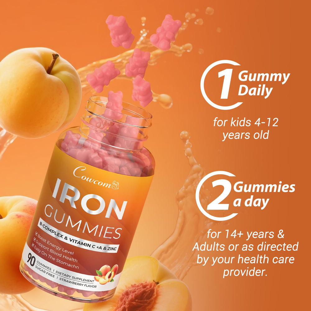 Peach Iron Gummies packaging and box